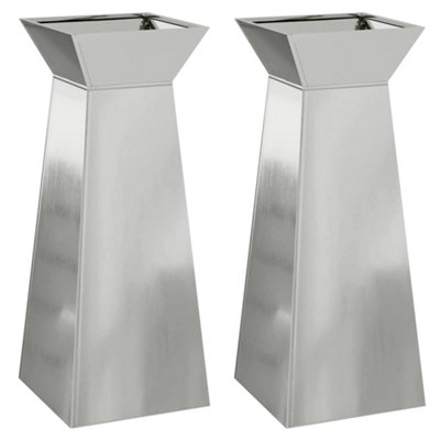B&Q -  Modern Garden Pillar Planters 2 Pcs With Bowl 40X40X100 Cm Galvanised Steel