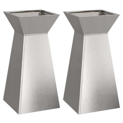 B&Q -  Modern Garden Pillar Planters 2 Pcs With Bowl 35X35X73 Cm Stainless Steel