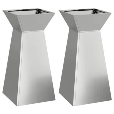 B&Q -  Modern Garden Pillar Planters 2 Pcs With Bowl 35X35X73 Cm Galvanised Steel