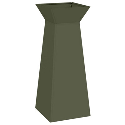 B&Q -  Modern Garden Pillar Planter With Bowl Olive Green 40X40X100 Cm Steel