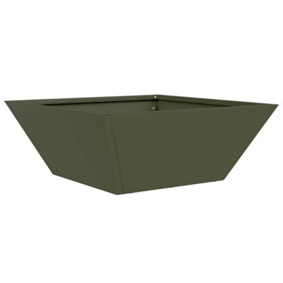 B&Q -  Modern Garden Bowl Planter Olive Green 40X40X15 Cm Steel