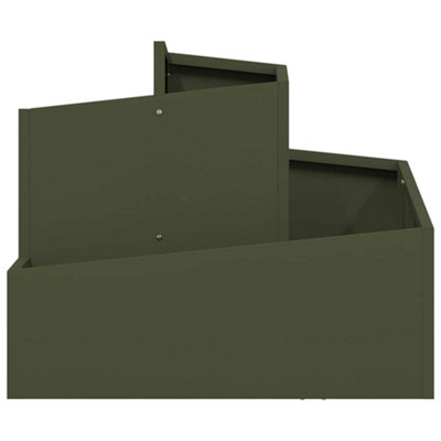 B&Q -  Modern Garden Planter Olive Green 60 X 60 X 50 Cm Steel