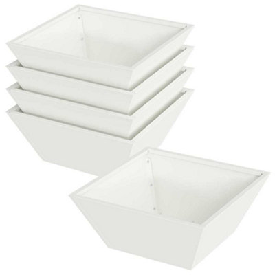 B&Q -  Modern Garden Bowl Planters 5 Pcs White 40X40X15 Cm Steel