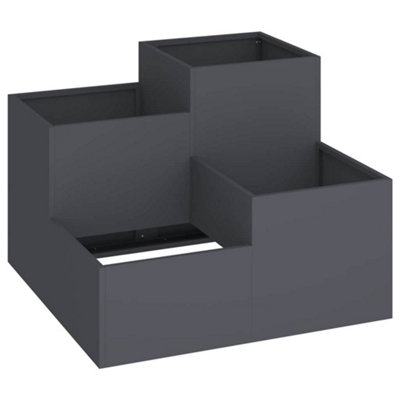 B&Q -  Modern Garden Planter Anthracite 80 X 80 X 60 Cm Steel