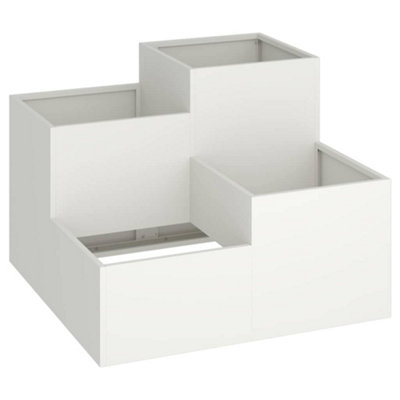 B&Q -  Modern Garden Planter White 80 X 80 X 60 Cm Steel