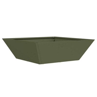 B&Q -  Modern Garden Bowl Planter Olive Green 50X50X15 Cm Steel