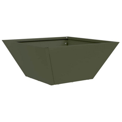 B&Q -  Modern Garden Bowl Planter Olive Green 35X35X15 Cm Steel
