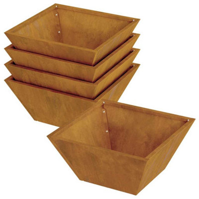 B&Q -  Modern Garden Bowl Planters 5 Pcs 35X35X15 Cm Weathering Steel
