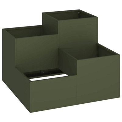 B&Q -  Modern Garden Planter Olive Green 80 X 80 X 60 Cm Steel