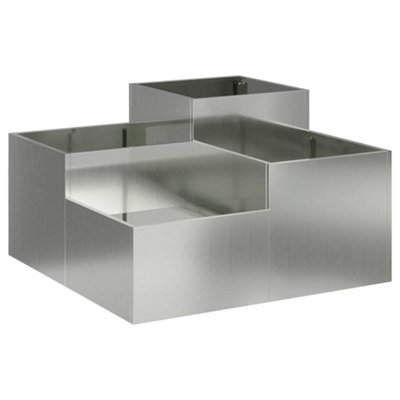 B&Q -  Modern Garden Planter Silver 100 X 100 X 48 Cm Galvanised Steel