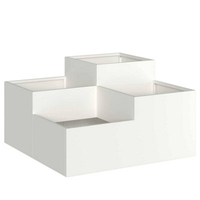 B&Q -  Modern Garden Planter White 80 X 80 X 48 Cm Steel
