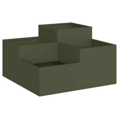 B&Q -  Modern Garden Planter Olive Green 100 X 100 X 48 Cm Steel