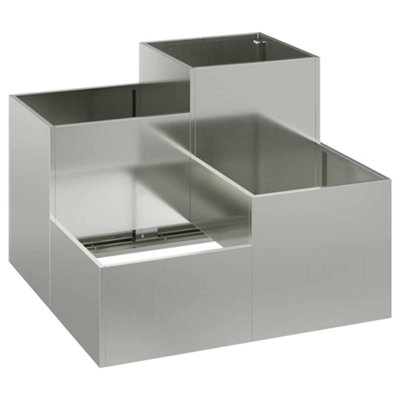 B&Q -  Modern Garden Planter Silver 80 X 80 X 60 Cm Galvanised Steel