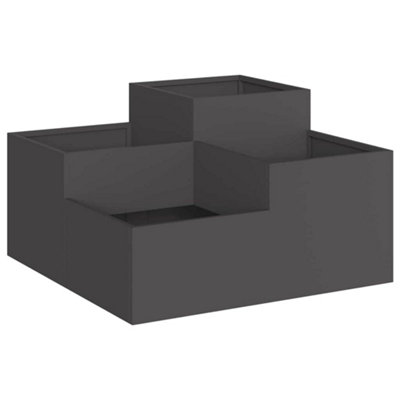 B&Q -  Modern Garden Planter Black 80 X 80 X 48 Cm Steel