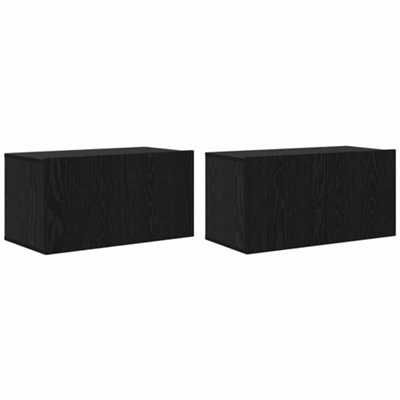 B&Q -  Modern Tv Cabinet Set Black Oak Engineered Wood Small Tv Cabinet