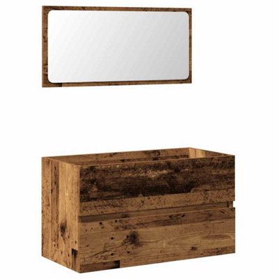 Berkfield Durable Bathroom Cabinet With Mirror Old Wood Engineered Wood from B&Q