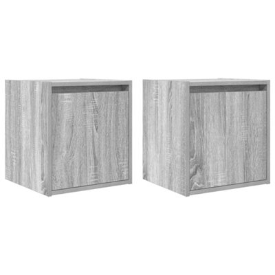 B&Q -  Durable Wall-Mounted Bedside Cabinets 2 Pcs Grey Sonoma 38X34X40 Cm