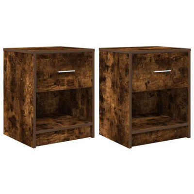 Berkfield Durable Bedside Cabinets 2 Pcs With Drawer Smoked Oak 40X34X50 Cm from B&Q