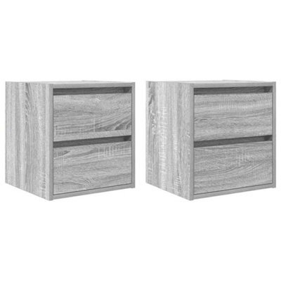 B&Q -  Durable Wall-Mounted Bedside Cabinets 2 Pcs Grey Sonoma 38X34X40 Cm
