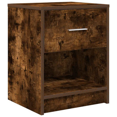 Berkfield Durable Bedside Cabinet With Drawer Smoked Oak 40X34X50 Cm from B&Q