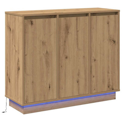 Berkfield Modern Sideboard With Led Artisan Oak 90X32X75 Cm Engineered Wood from B&Q