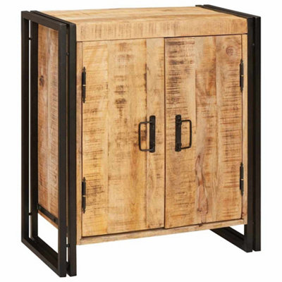 Berkfield Stylish Bedside Cabinet Brown 38 X 33 X 58 Cm Soild Rough Mango Wood from B&Q