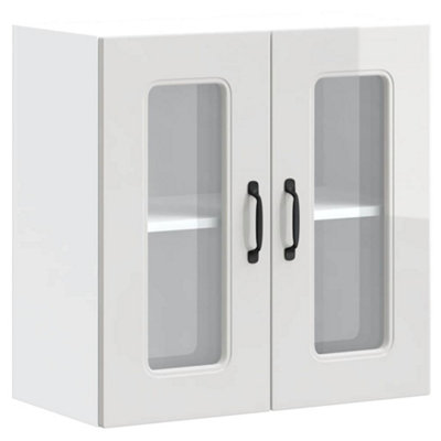 Berkfield Durable Kitchen Wall Cabinet With Glass Door Kalmar High Gloss White Engineered Wood