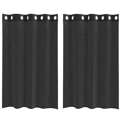Berkfield Durable Voile Curtains With Grommets 2 Pcs Black 140X175 Cm from B&Q