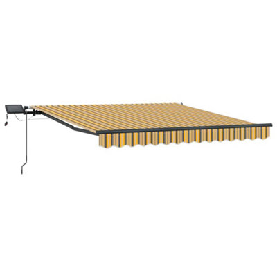 B&Q -  Sturdy Manual Retractable Awning With Led Multicolour Stripe 300X250 Cm