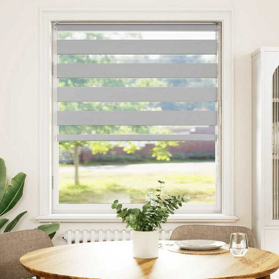 Berkfield Modern Zebra Blind Light Grey 115X100 Cm Fabric Width 110.9 Cm Polyester from B&Q