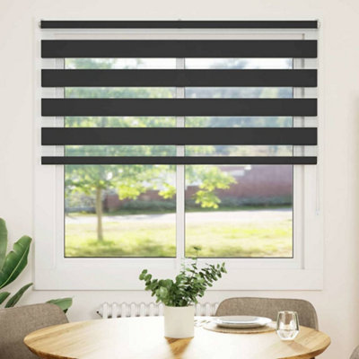 B&Q -  Modern Zebra Blind Black 145X100 Cm Fabric Width 140.9 Cm Polyester