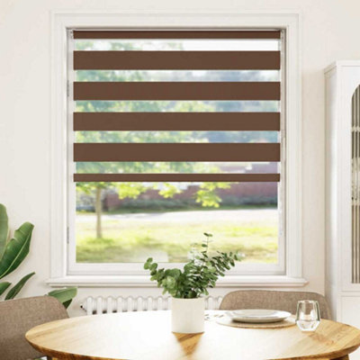 Berkfield Modern Zebra Blind Brown 115X100 Cm Fabric Width 110.9 Cm Polyester from B&Q