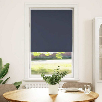 Berkfield Durable Roller Blind Blackout Marine 80X150 Cm Fabric Width 75.7 Cm Polyester from B&Q