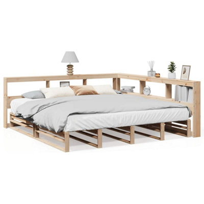 Berkfield Rustic Bookcase Bed Without Mattress 180X200Cm Solid Wood Pine from B&Q