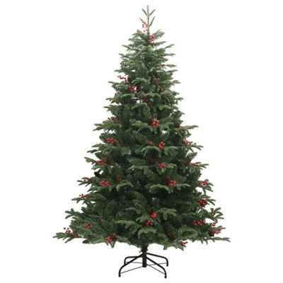 Berkfield Sturdy Artificial Hinged Christmas Tree With Cones And Berries 240 Cm