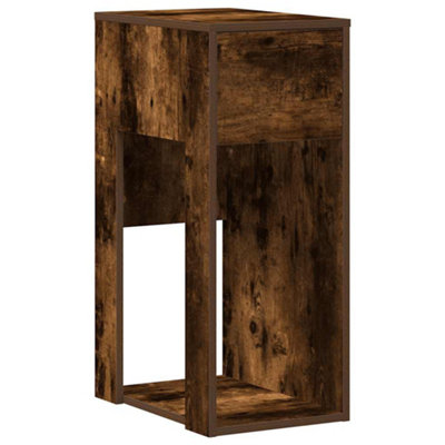 Berkfield Durable Computer Tower Stand With Drawer Smoked Oak 30X44X74 Cm from B&Q