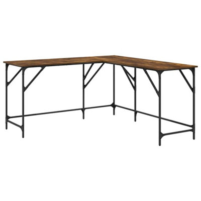 Berkfield Industrial Desk Smoked Oak 149X149X75 Cm Engineered Wood