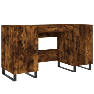 Berkfield Industrial Desk Smoked Oak 140X50X75 Cm Engineered Wood