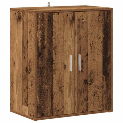 B&Q -  Durable Shoe Cabinet Old Wood 60X35X70 Cm Engineered Wood