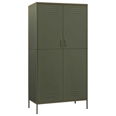 B&Q -  Durable Wardrobe Olive Green 90X50X180 Cm Steel