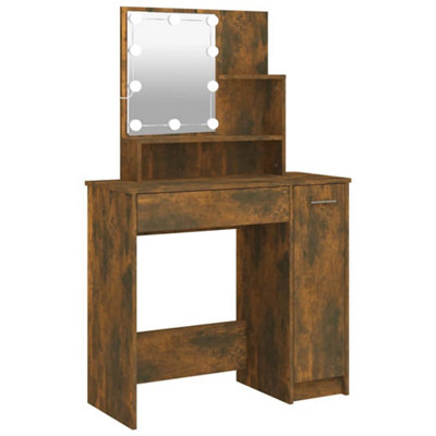 Berkfield Durable Dressing Table With Led Smoked Oak 86.5X35X136 Cm from B&Q