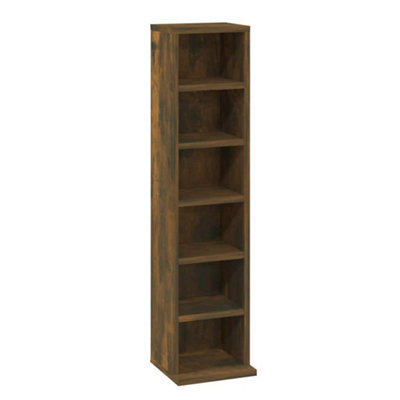B&Q -  Stylish Cd Cabinet Smoked Oak 21X20X88 Cm Engineered Wood