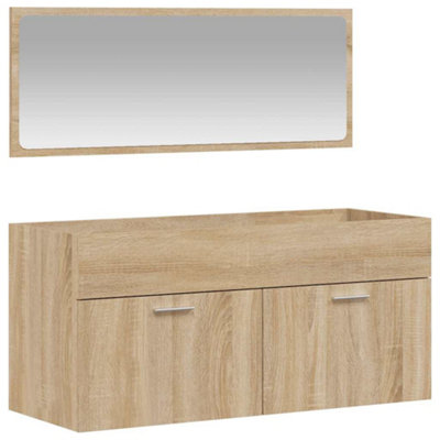 Berkfield Durable Bathroom Cabinet With Mirror Sonoma Oak Engineered Wood from B&Q