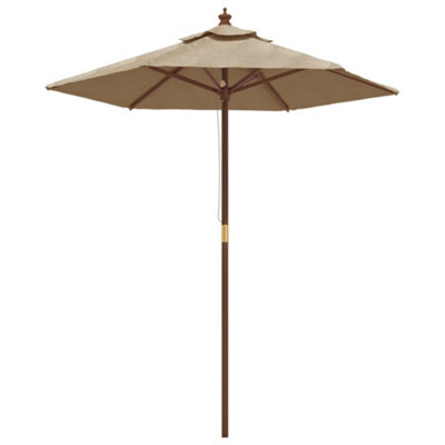 B&Q -  Durable Garden Parasol With Wooden Pole Taupe 196X231 Cm