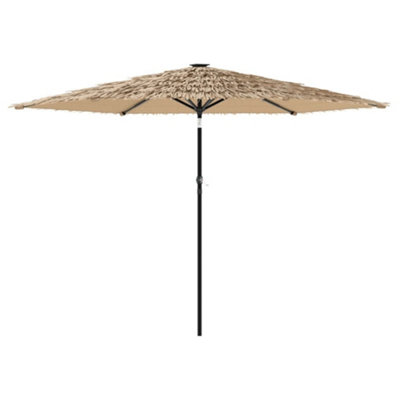B&Q -  Durable Garden Parasol With Leds And Steel Pole Brown 288X288X225 Cm