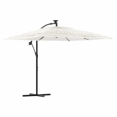 B&Q -  Durable Garden Parasol With Steel Pole White 246X246X230 Cm