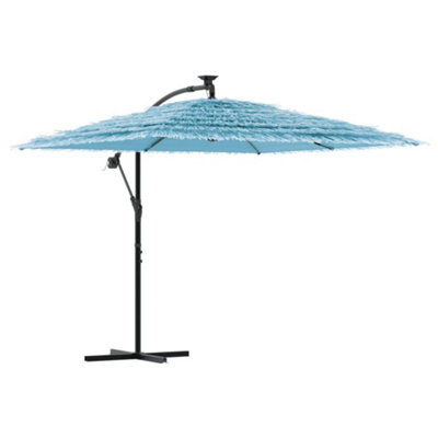 B&Q -  Durable Garden Parasol With Steel Pole Blue 246X246X230 Cm