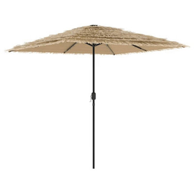 B&Q -  Durable Garden Parasol With Leds And Steel Pole Brown 248X248X248 Cm