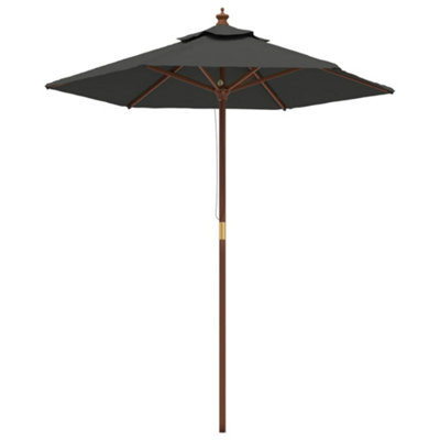 B&Q -  Durable Garden Parasol With Wooden Pole Anthracite 196X231 Cm