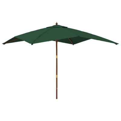 B&Q -  Durable Garden Parasol With Wooden Pole Green 300X300X273 Cm